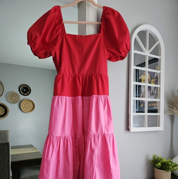 Puff Sleeve color block dress - Picture 5 of 7